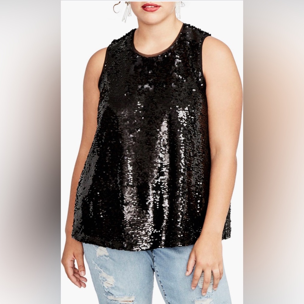 **3 for $30** Sz 3X Sequin Sleeveless Top - Black-EUC